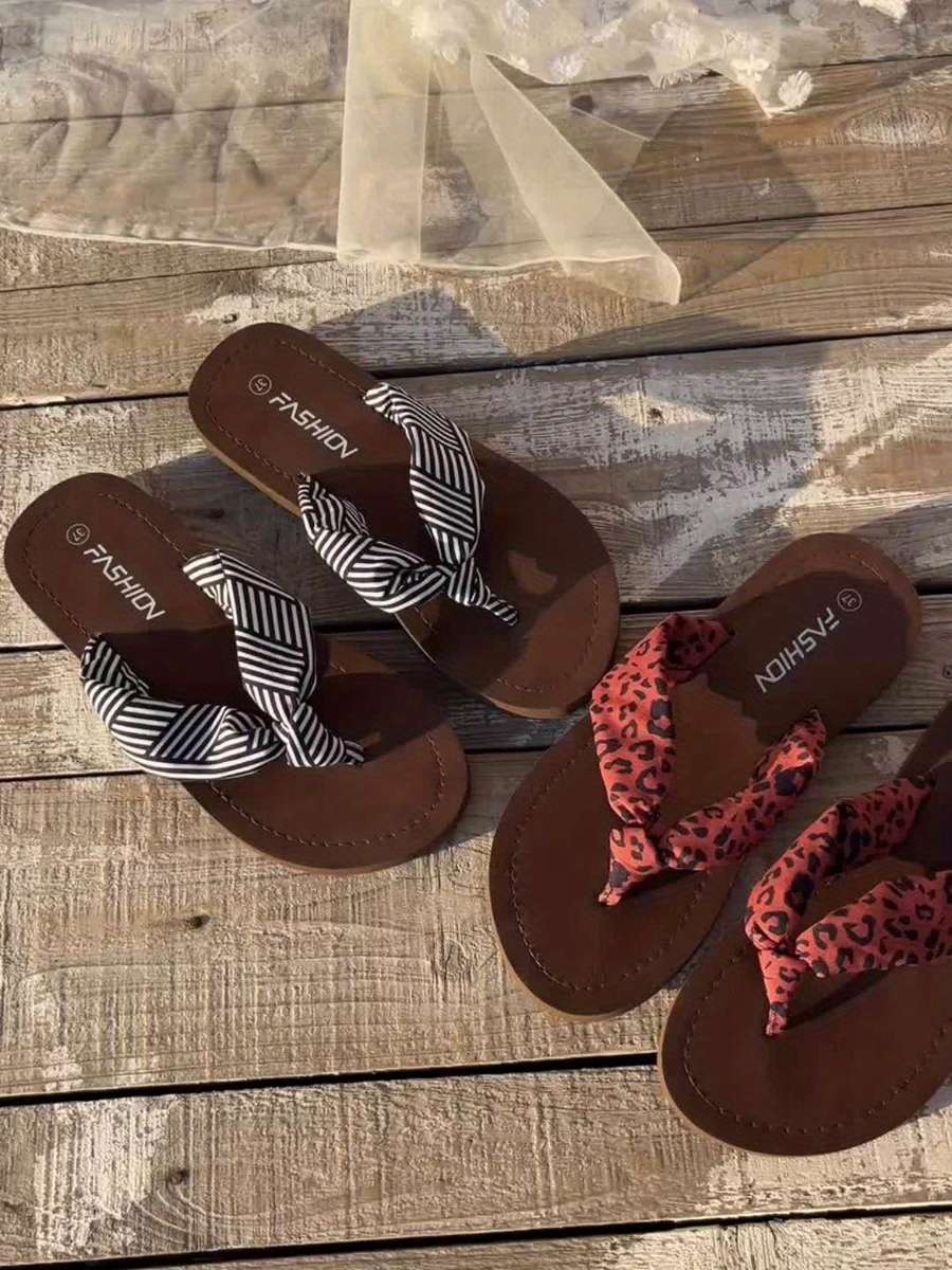 Ladies Summer Flip Flops Leopard Print Uk 7