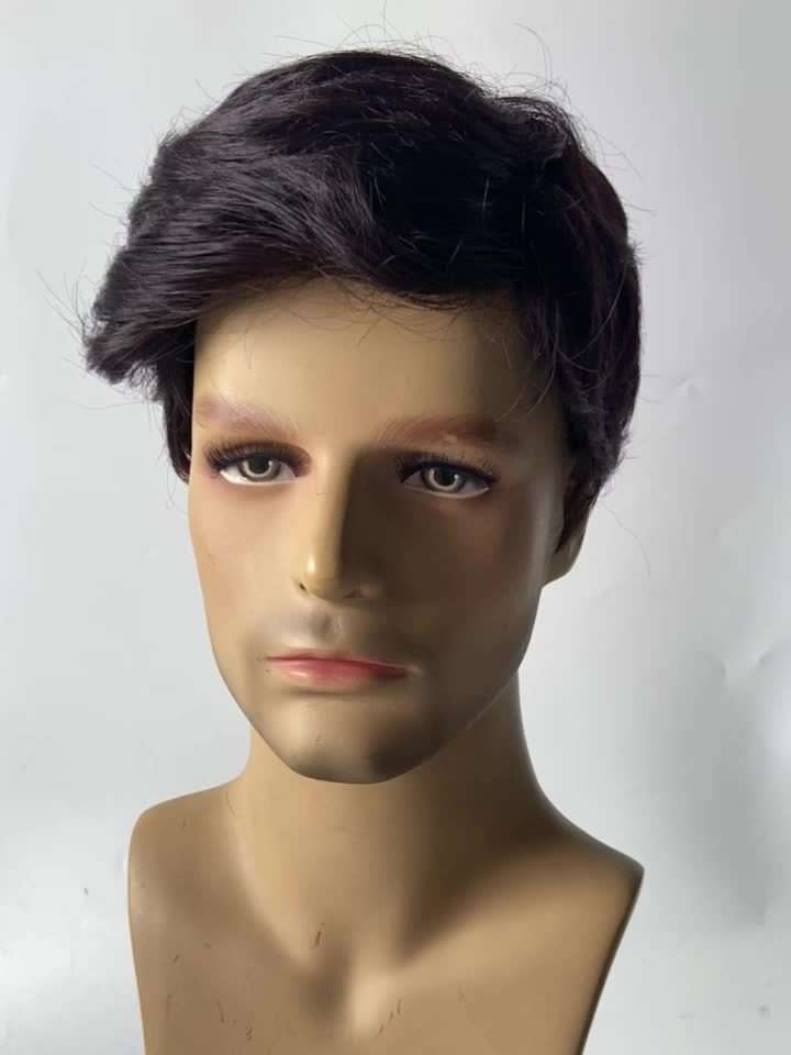 Black Mens Wigs Hair Length 10.16Cm