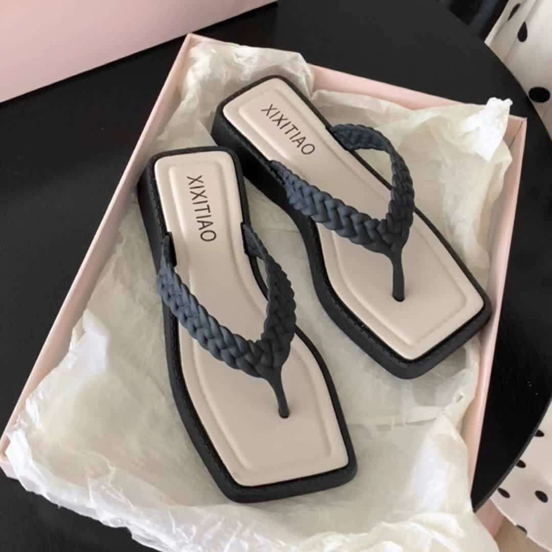 Ladies Summer Flip Flops Black Uk 5.5-6