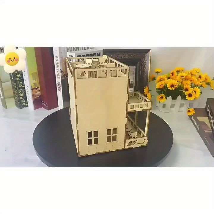 3D Building Model Puzzle Set Color Coffee Hut