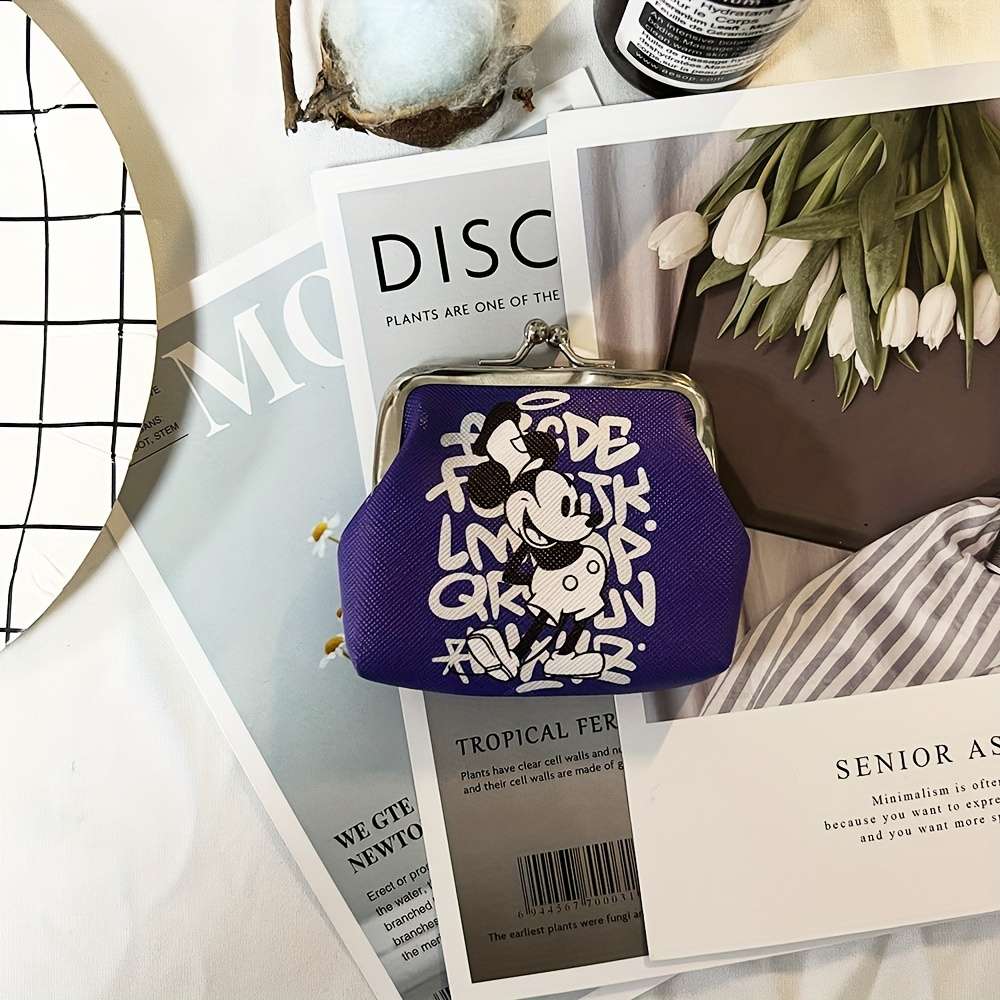 1pc Cute Cartoon Mouse Pattern Mini Coin Purse Lightweight Polyester Wallet with Adjustable Tape