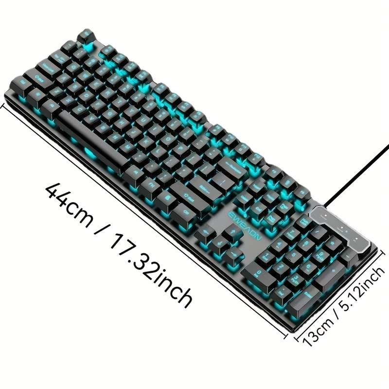keyboard Items Black wired classic ice blue light   keyboard and mouse set