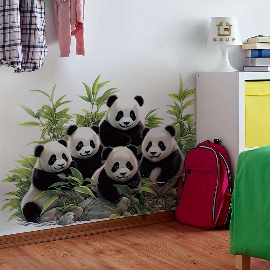 Wall Stickers Style Cute 5 Pandas Wall Sticker