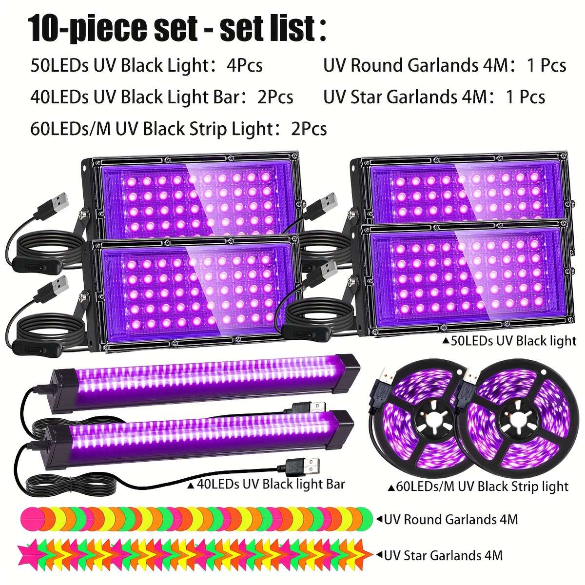10Pcs Classic Sturdy Stylish Modern Elegant Set Black Light Fixture Set Indoor