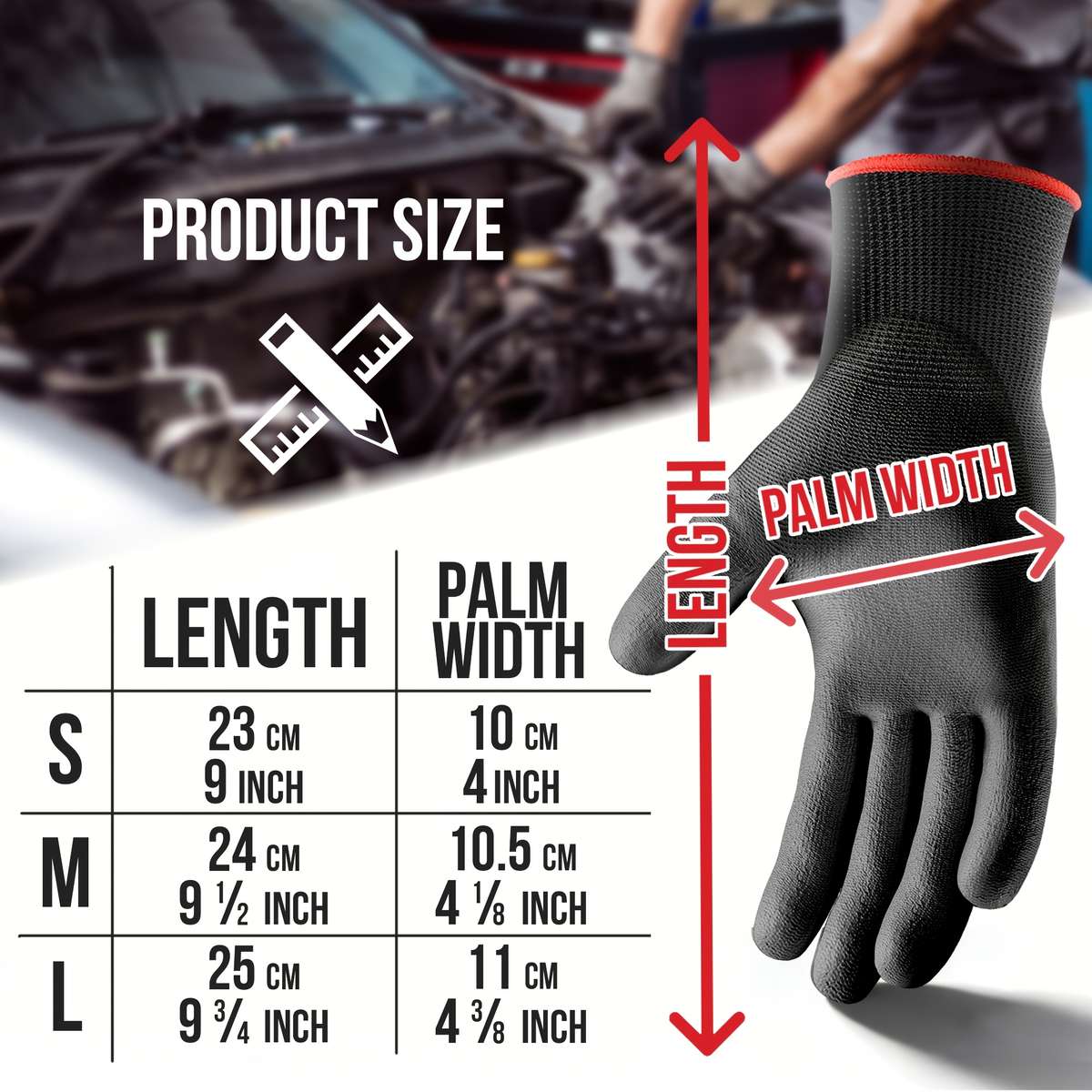 Work Gloves Color Red24 Pieces Sizes