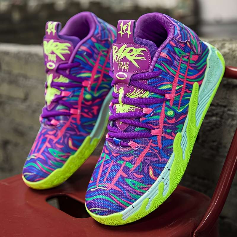 Basketball Shoes Color Purple Green Sizeuk 7