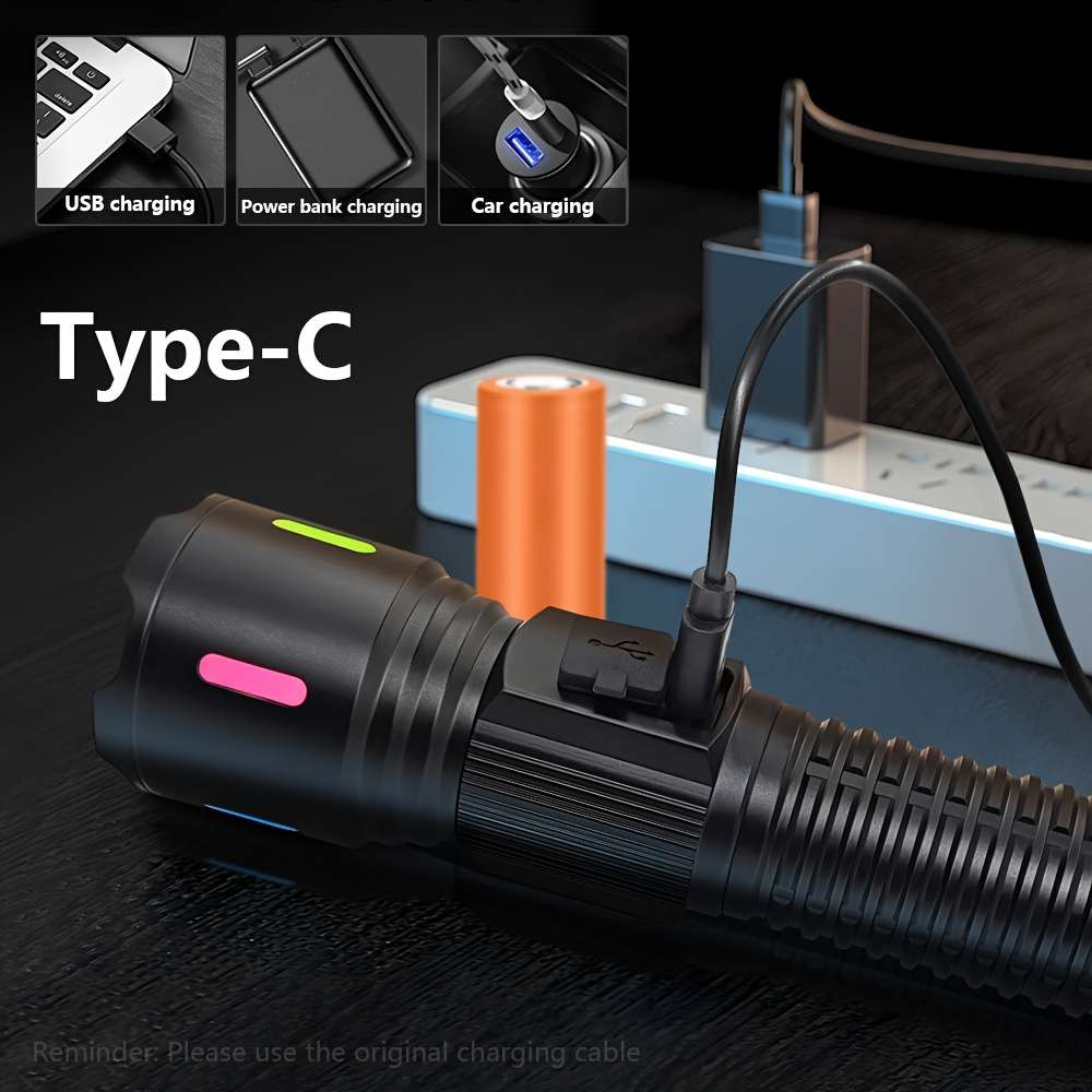 Portable 1Pc Flashlight Super Bright Rechargeable Fluorescent Luminous