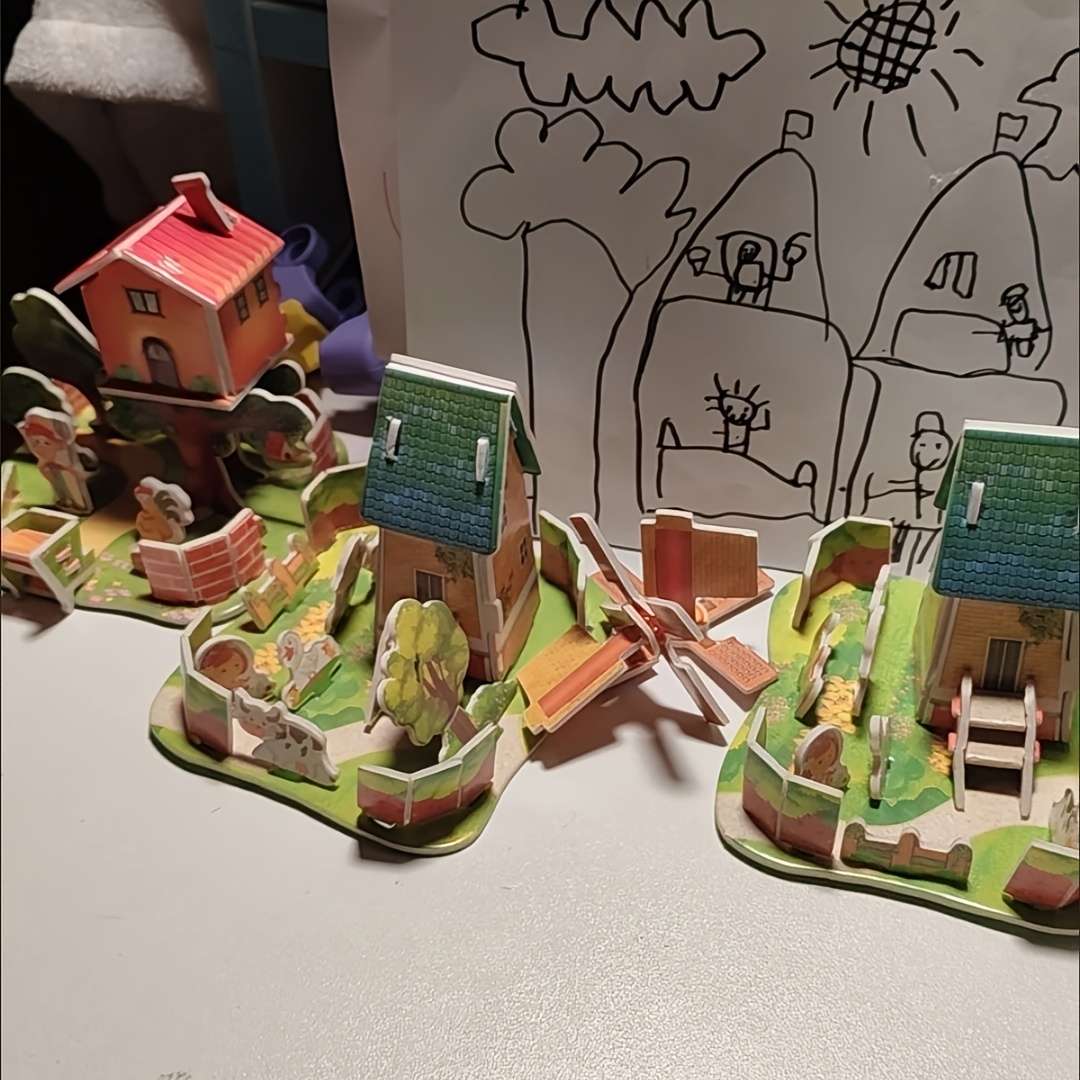 Building Toy Architectural Model Toy Set Model Four Random Styles.