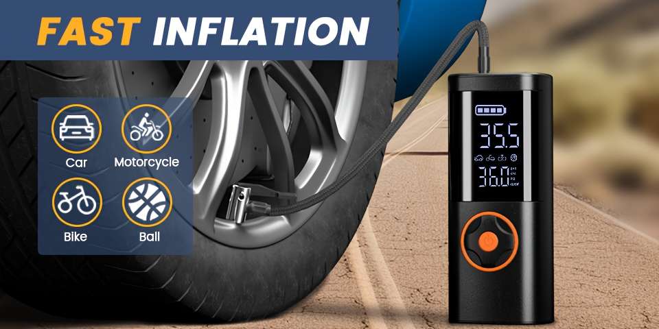 Premium Solid Multi Functional Emergency Portable Tire Inflator With For Car