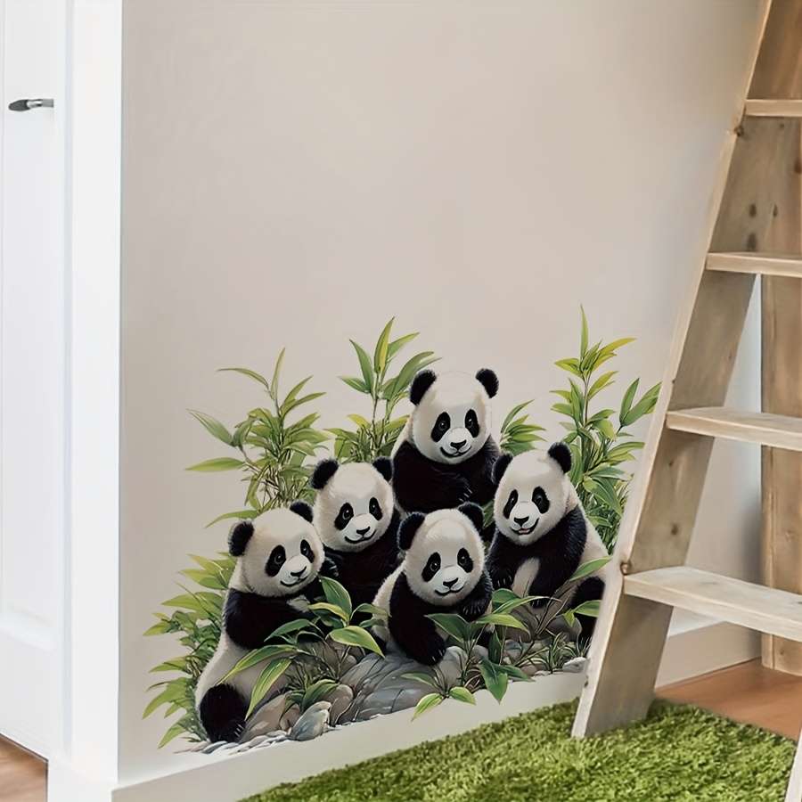Wall Stickers Style Cute 5 Pandas Wall Sticker