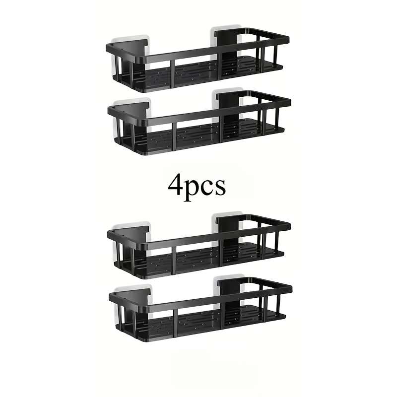 Bathroom Storage Rack Color 4Pcs Black Rectangular Storage Rack