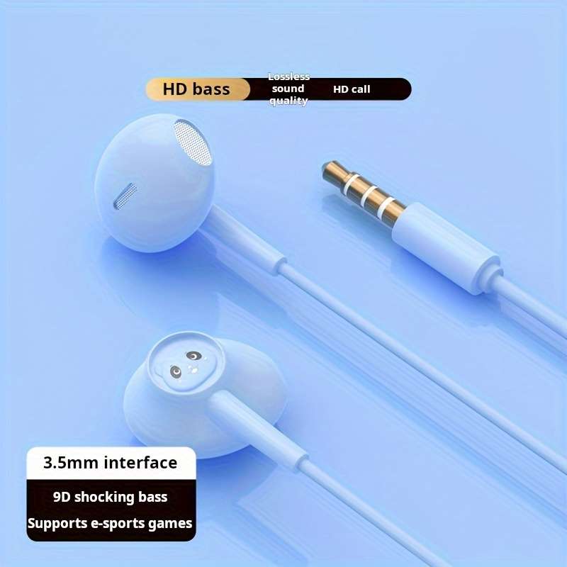 Wired Headphones Blue Model 3.5Mm Round Jack