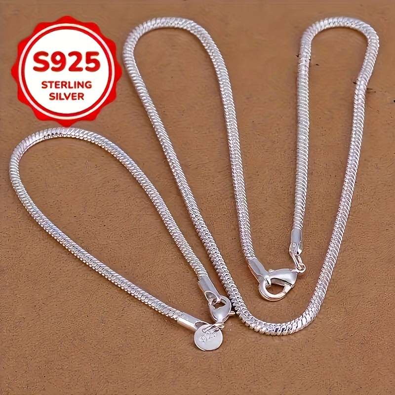 2Pcs Dainty Plated Sterling Snake Bone Silver