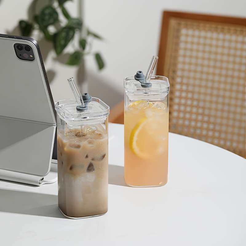 Water Cup Color 350Ml Cup   Transparent Lid   Straw