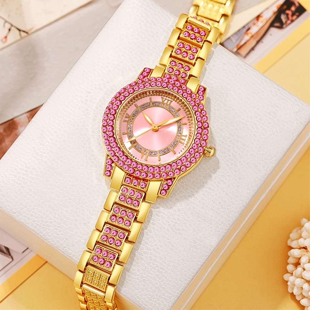 5Pcs Women Quartz Watches Rose Golden Showcasing Glamour