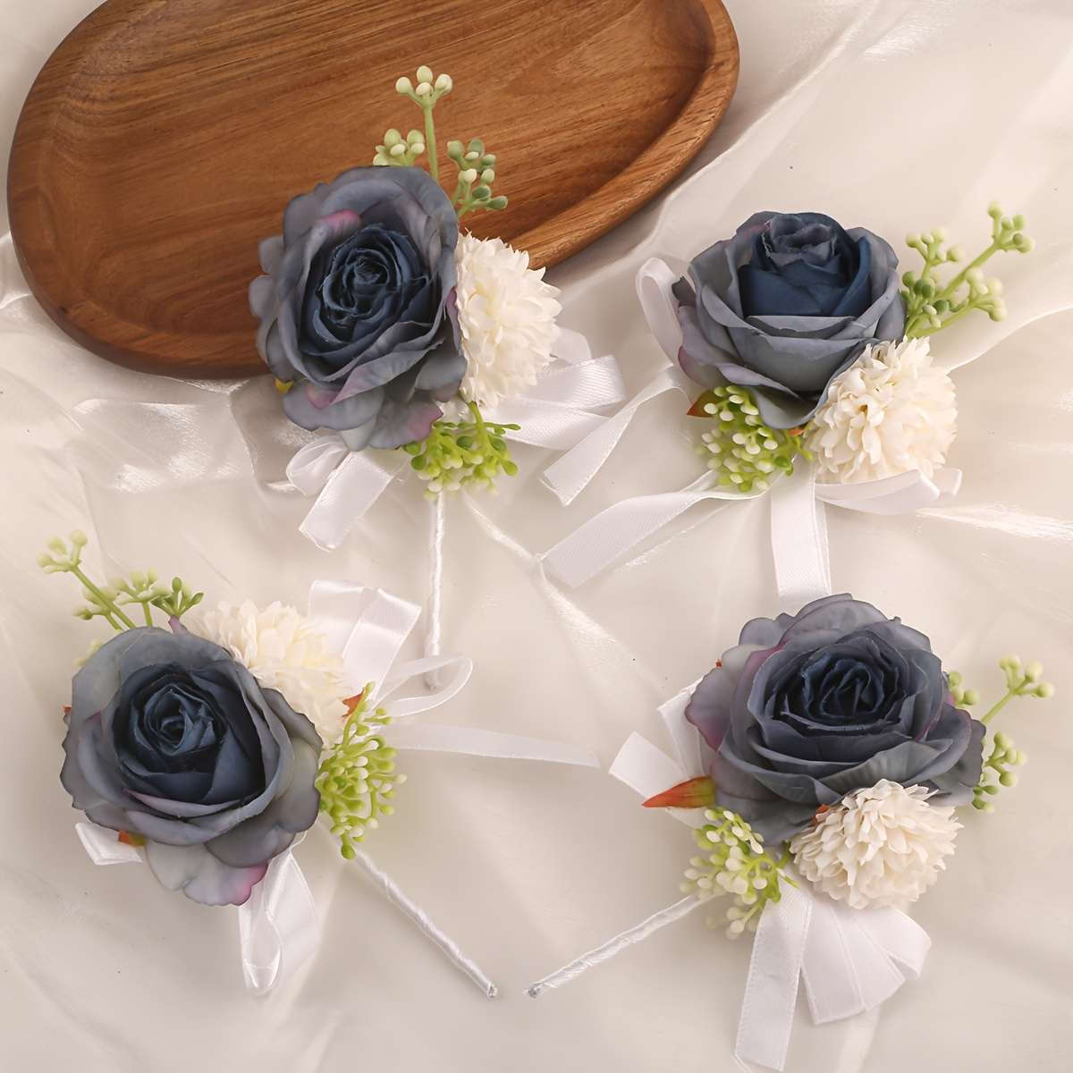 Wedding Supplies Color 4Pcs Navy Blue Lapel Flowers