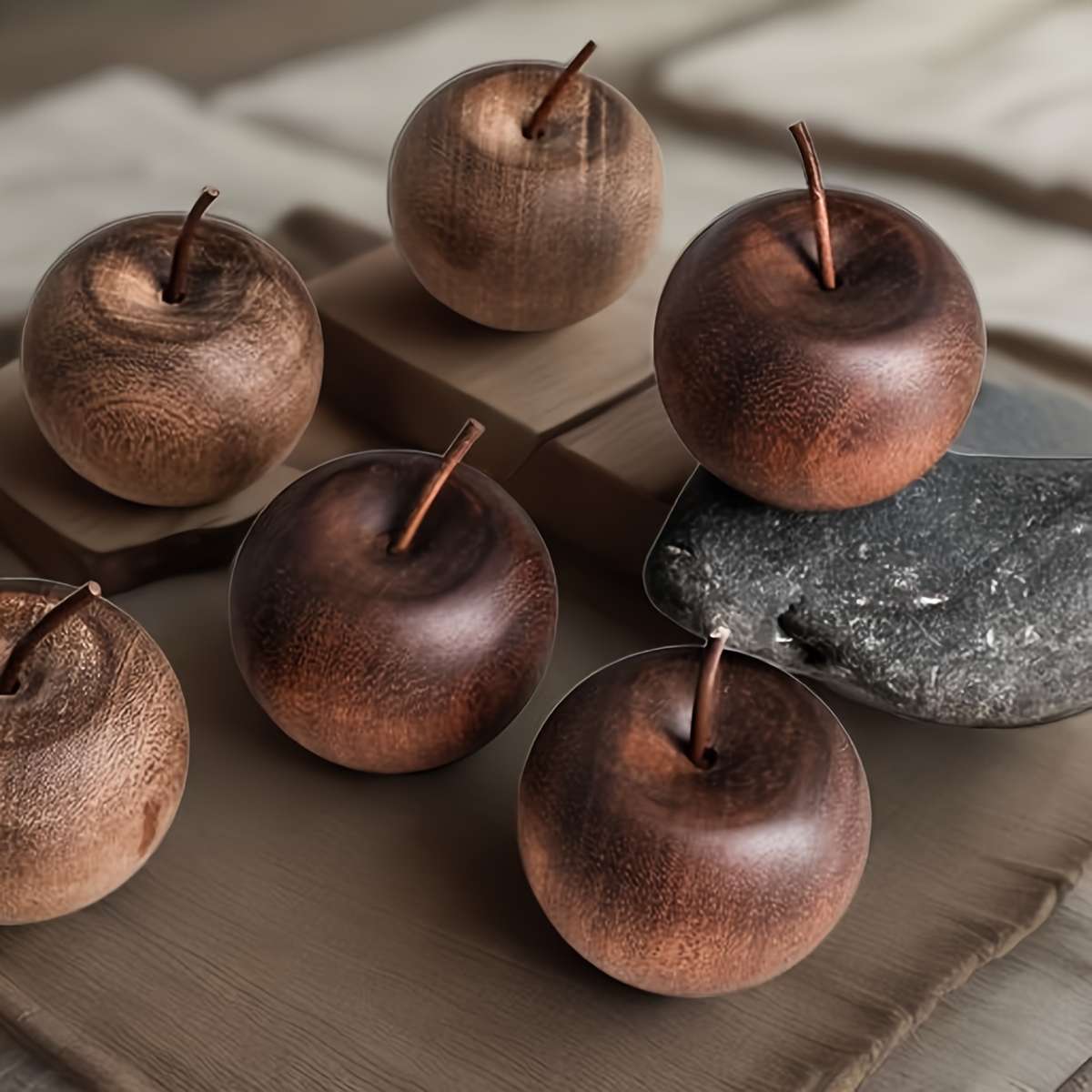 Car Interior Decor Items 2Pcs Apple Wooden Diffuser