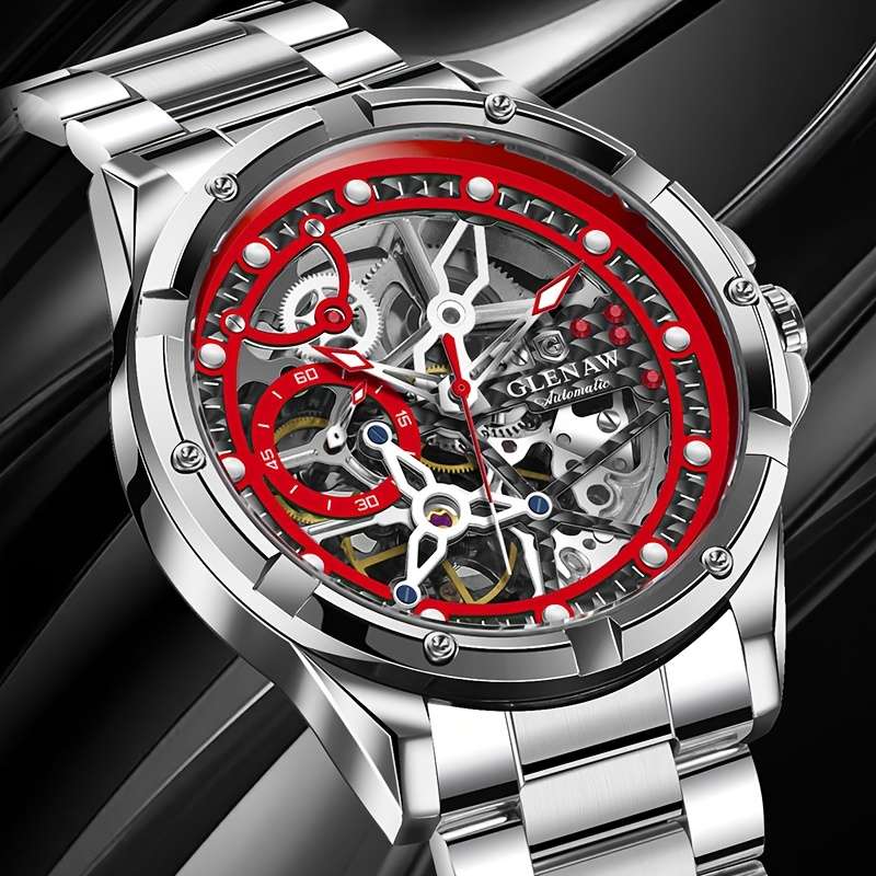 Classic Glenaw Men Automatic Mechanical Watch With Skeleton Self Winding