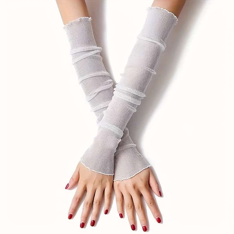 Women Solid Mesh Arm Sleeves