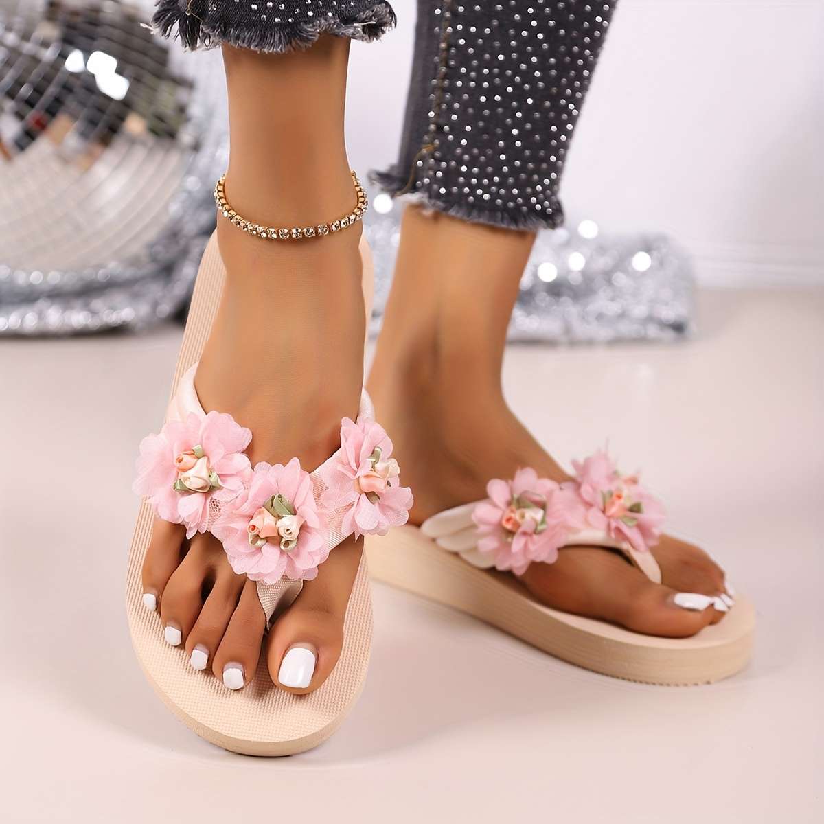 Ladies Summer Flip Flops Pink Color Uk 5