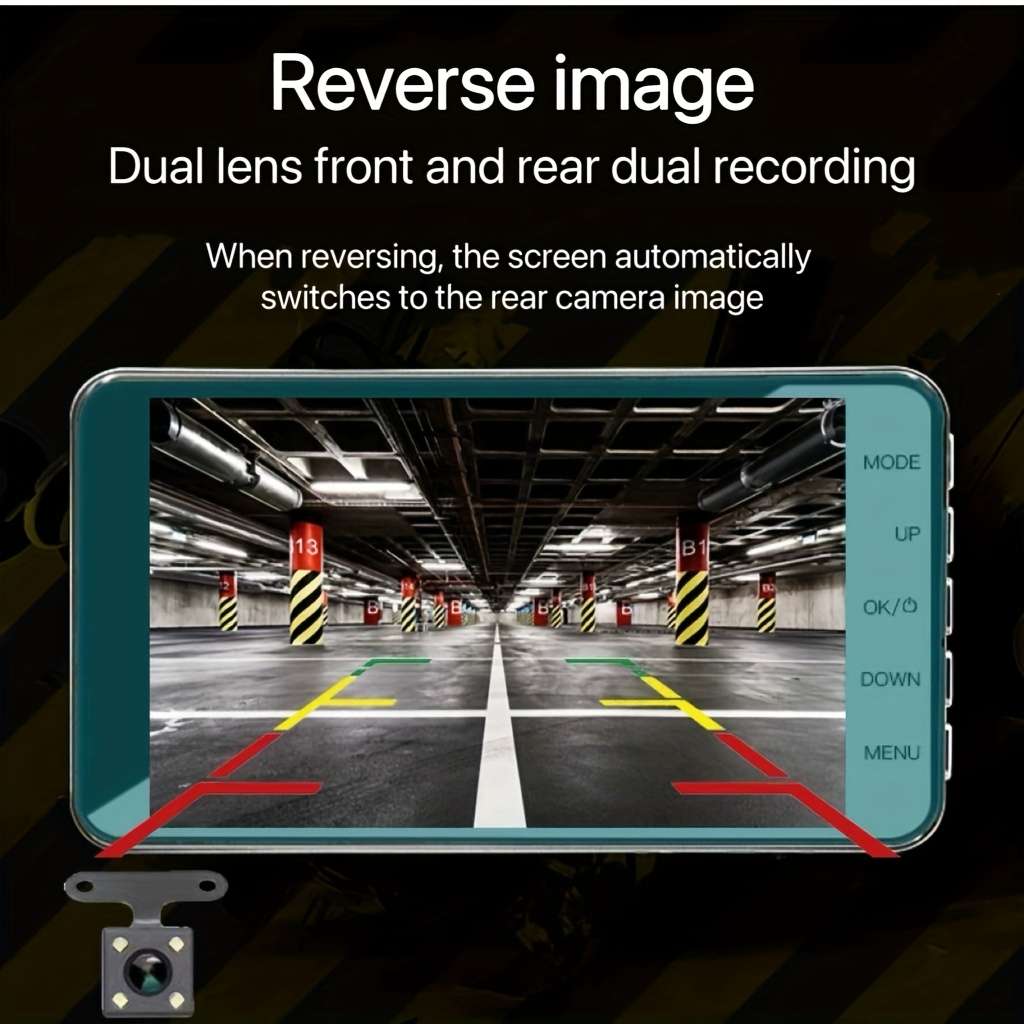 Dashcam Items 4 Inch Alloy Dual Recording   64Gb Memory Card