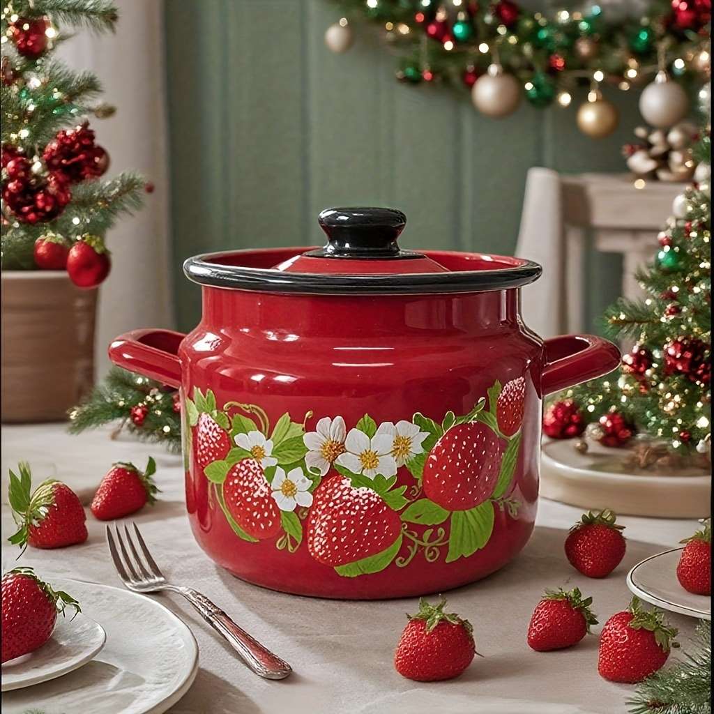 Raspberry Kiss Enamel 2L Double-Eared Storage Pot