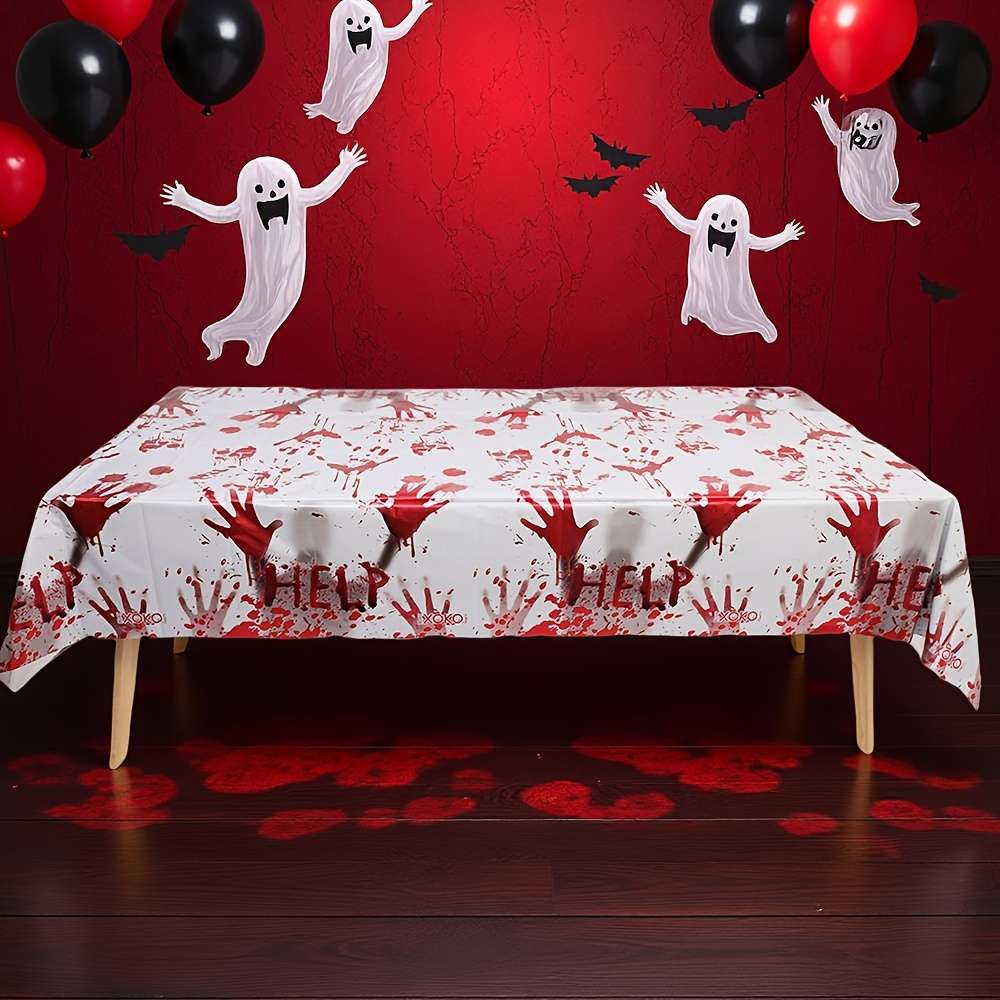 Halloween tablecloth decoration color 1pc x Blood Handprint Tablecloth 183cm