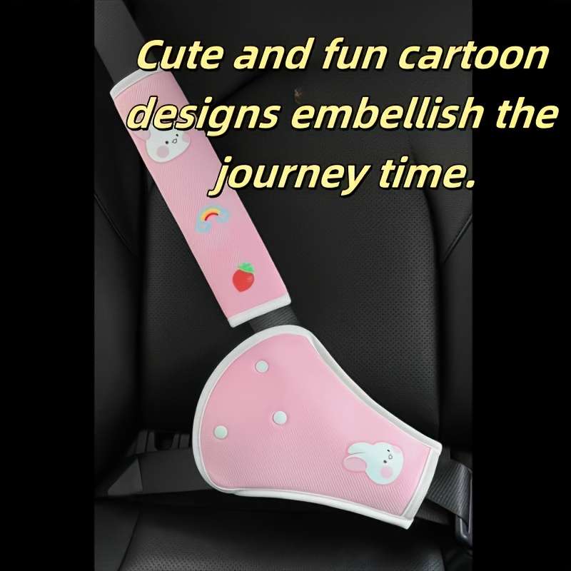 Car Seat Belt Covers 2 Piece Set Pink Bunny