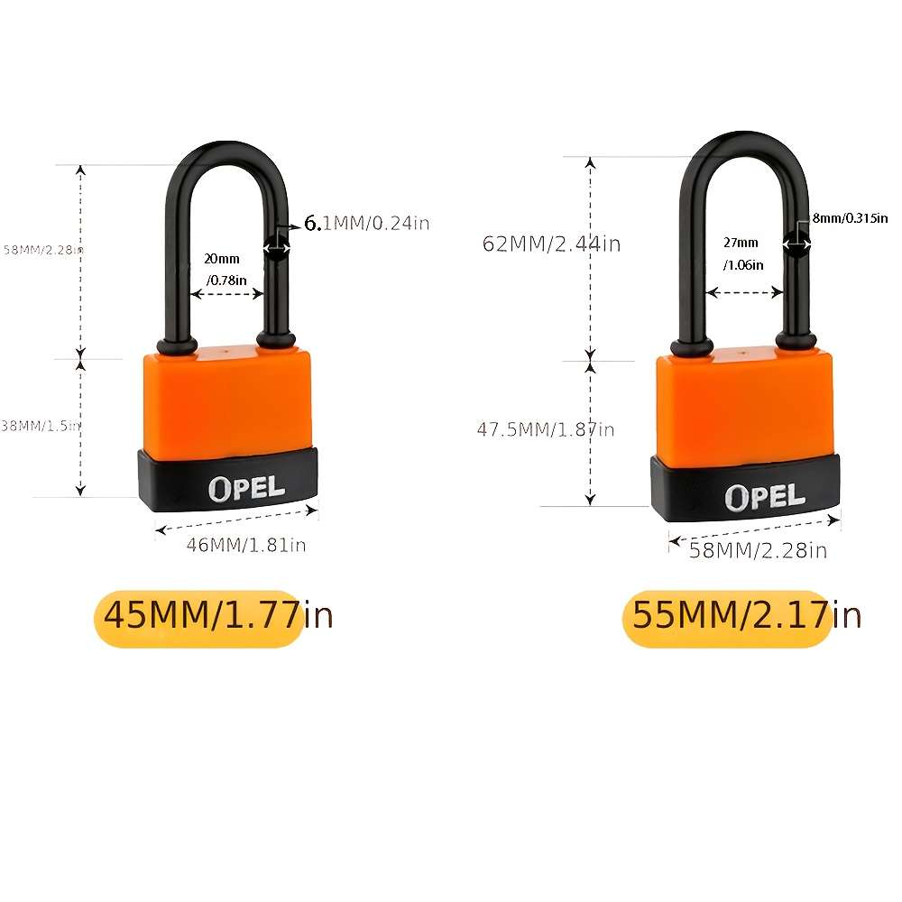 Antitheft Lock Color Orange Size1.77In 4.5Cm