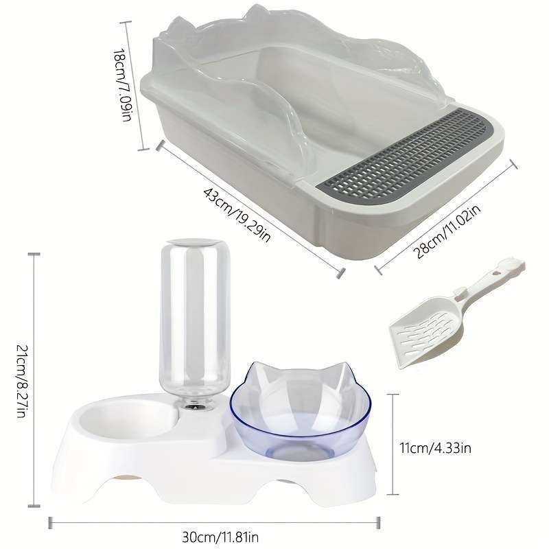 Pet supplies Items Extra Large Cat Litter Scoop and Self    Filling Food Bowl Set