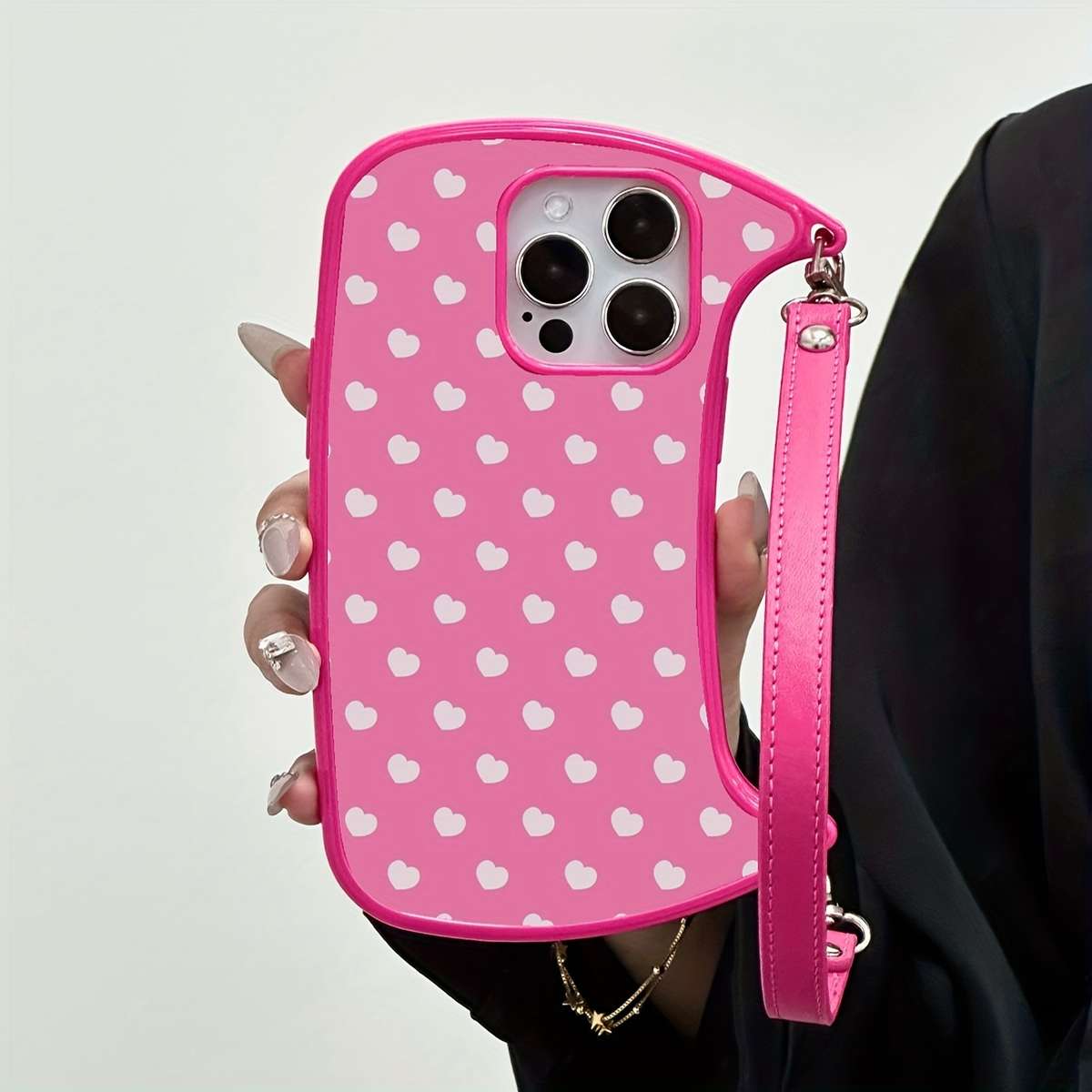 1Pc Rose Red For iPhone 12 Curved Bag Phone Case