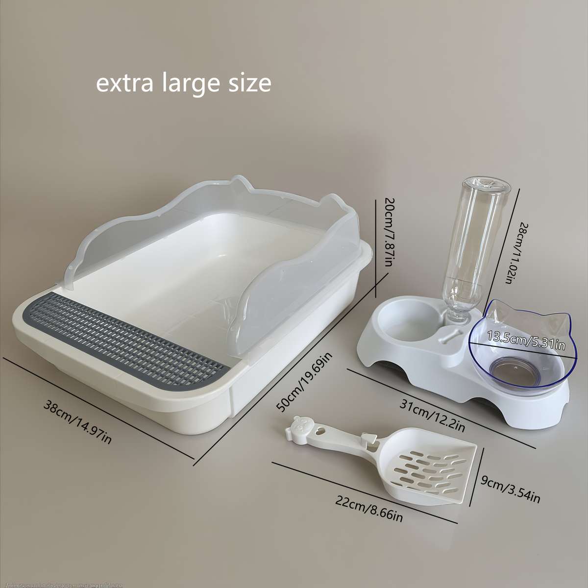 Pet supplies Items Extra Large Cat Litter Scoop and Self    Filling Food Bowl Set