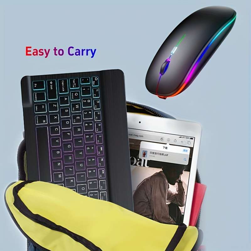 2-Piece Wireless Backlit RGB Keyboard And Mouse Set White