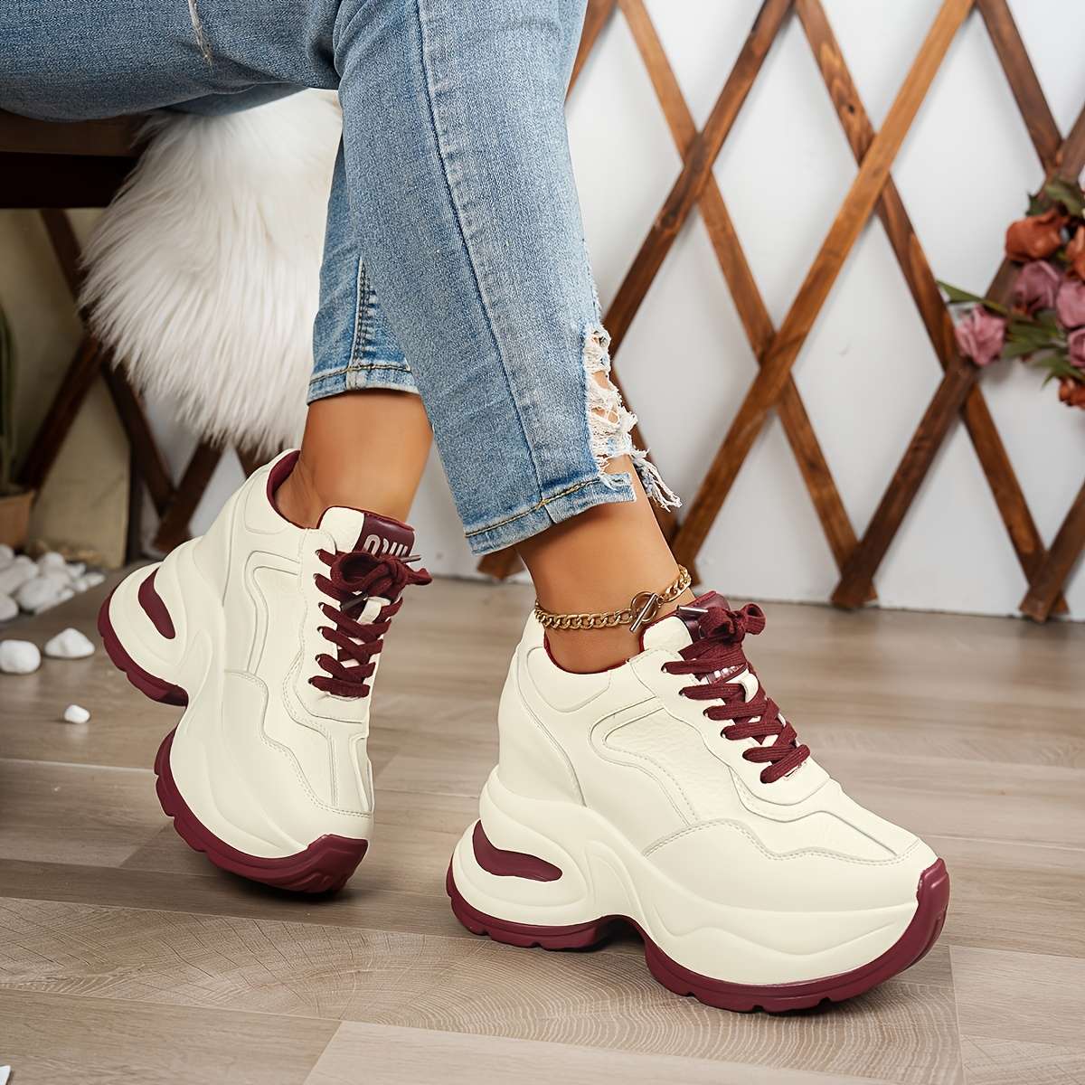 Women S Sneakers Color White Red Sizeuk 3