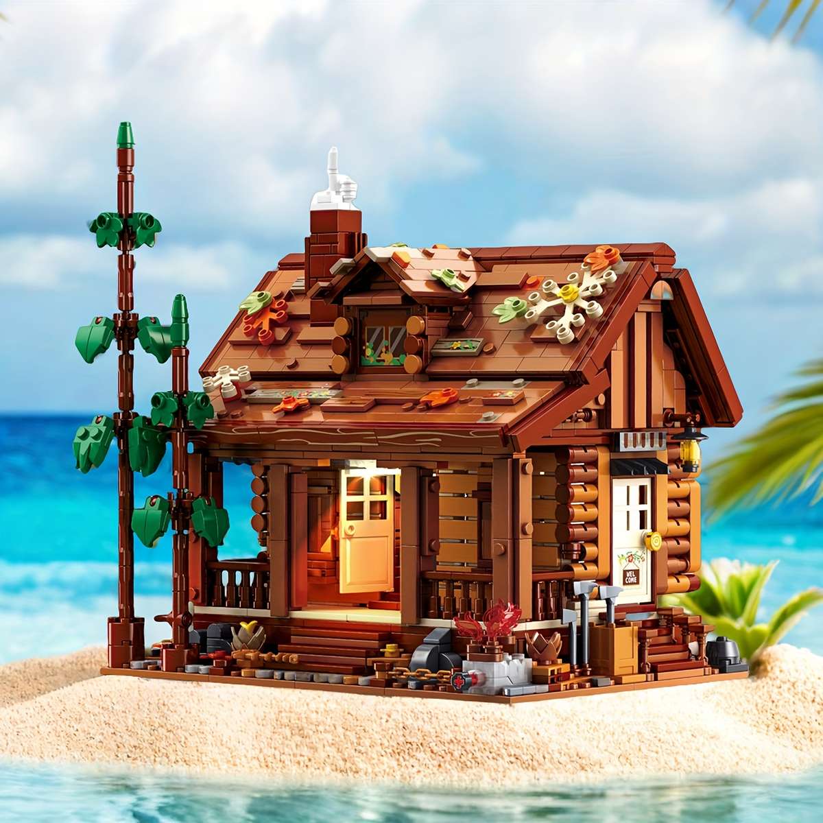 Building Toy Architectural Model Toy Set Color Brown 1969Pcs