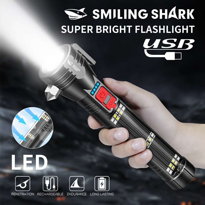 Professional Smiling Shark Emergency Torch Light Rechargeable Solar Travel