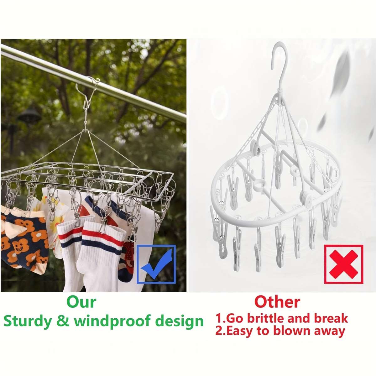 Clothes Rack 20 Clips Quantity 2Pcs
