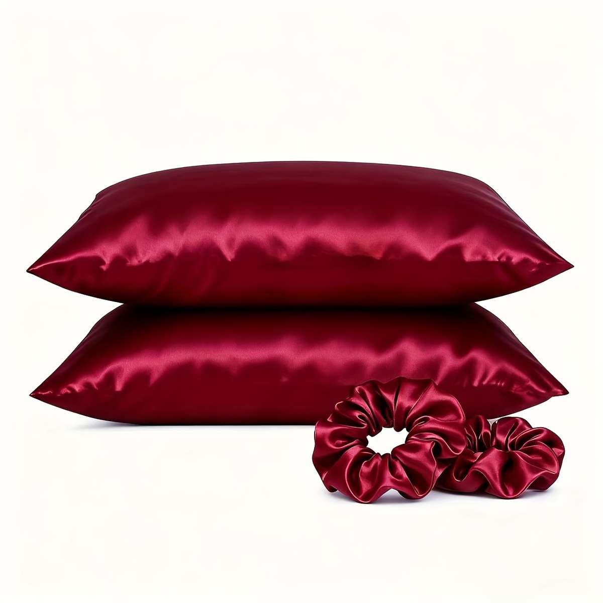 Satin Pillowcase Color No Lace Wine Red Size50Cm*66Cm