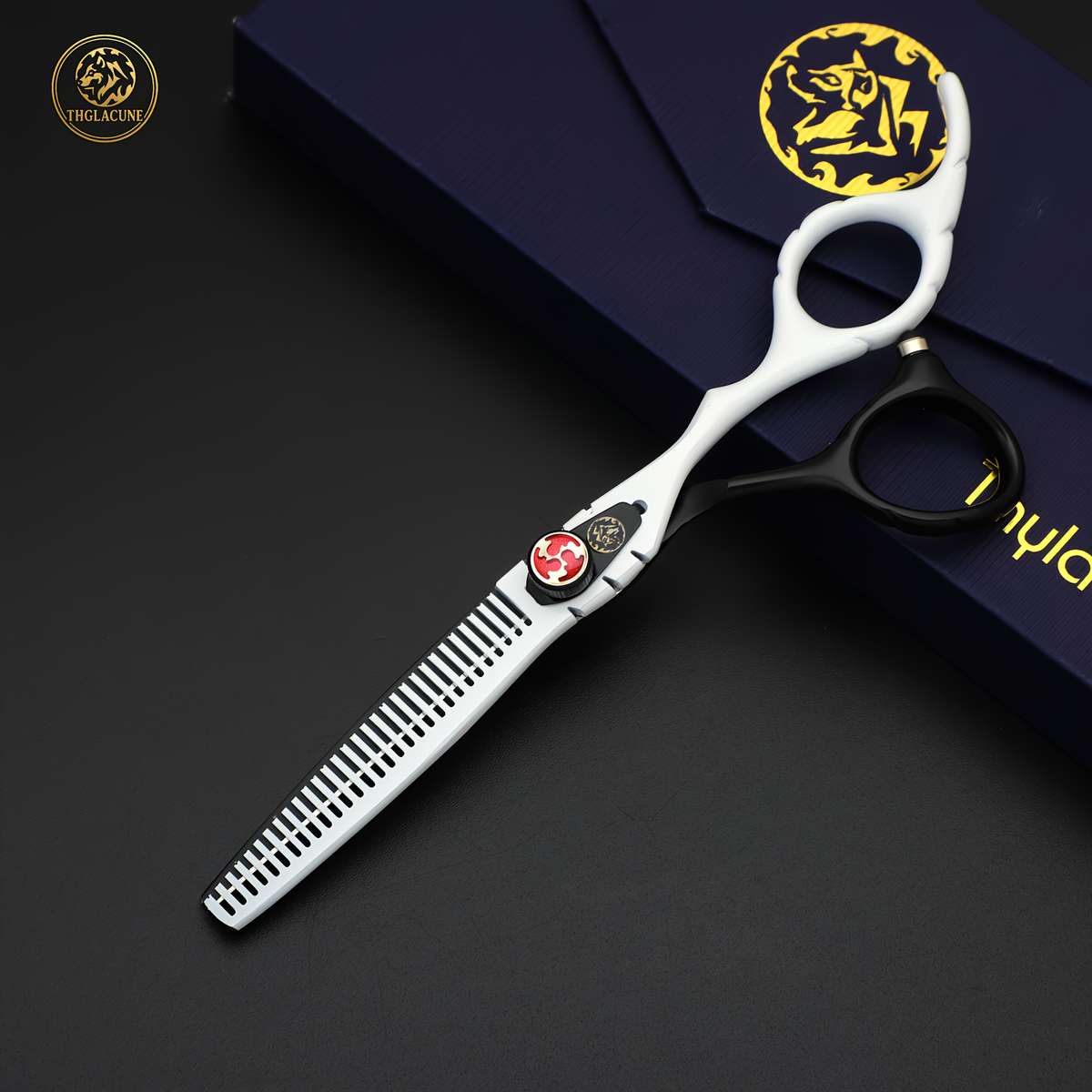 Hairdressing Scissors Style Genuine Thglacineh Black And Blue Dual Tone Straight Scissors