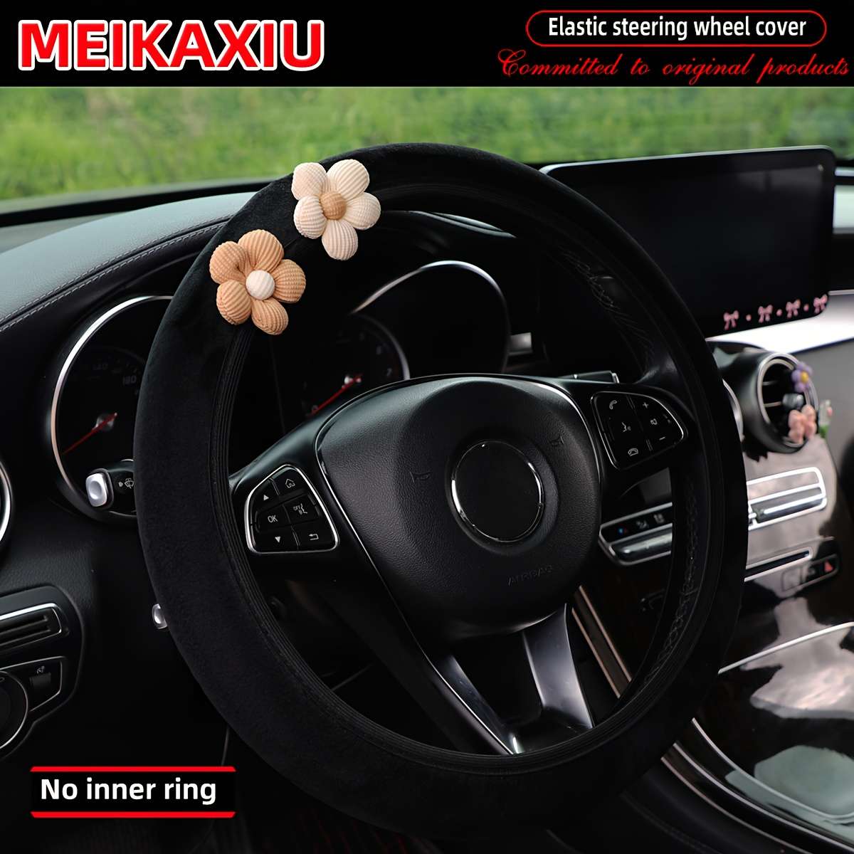 Car Steering Wheel Cover Brown Beige