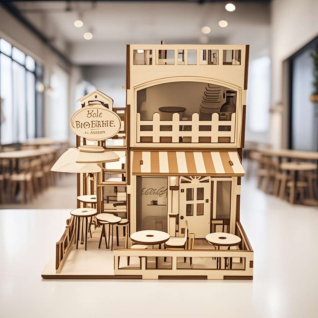 3D Building Model Puzzle Set Color Coffee Hut