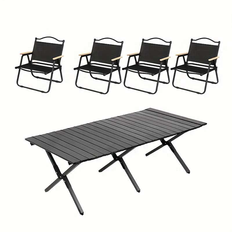 Outdoor Tables And Chairs Color Black Set 5Pcs