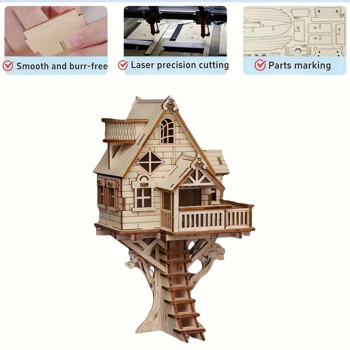 3D Building Model Puzzle Set Model Beautiful Old Tree House