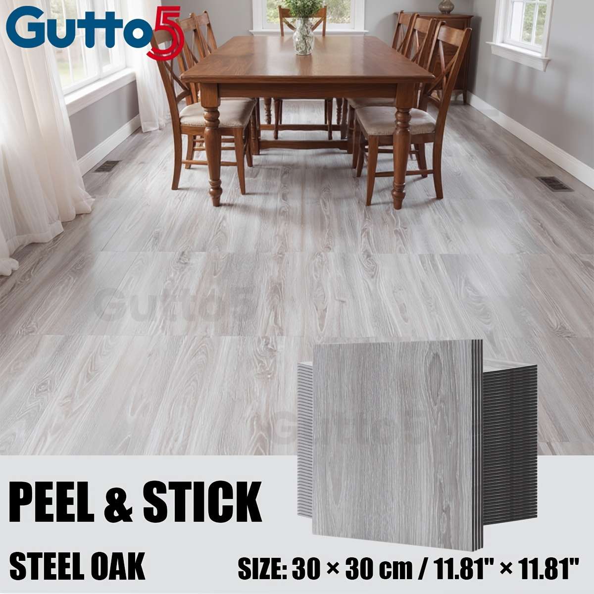 Self Adhesive Floor Stickers 30Pcs 11.8"11.8" 30Cm30Cm Dark Walnut