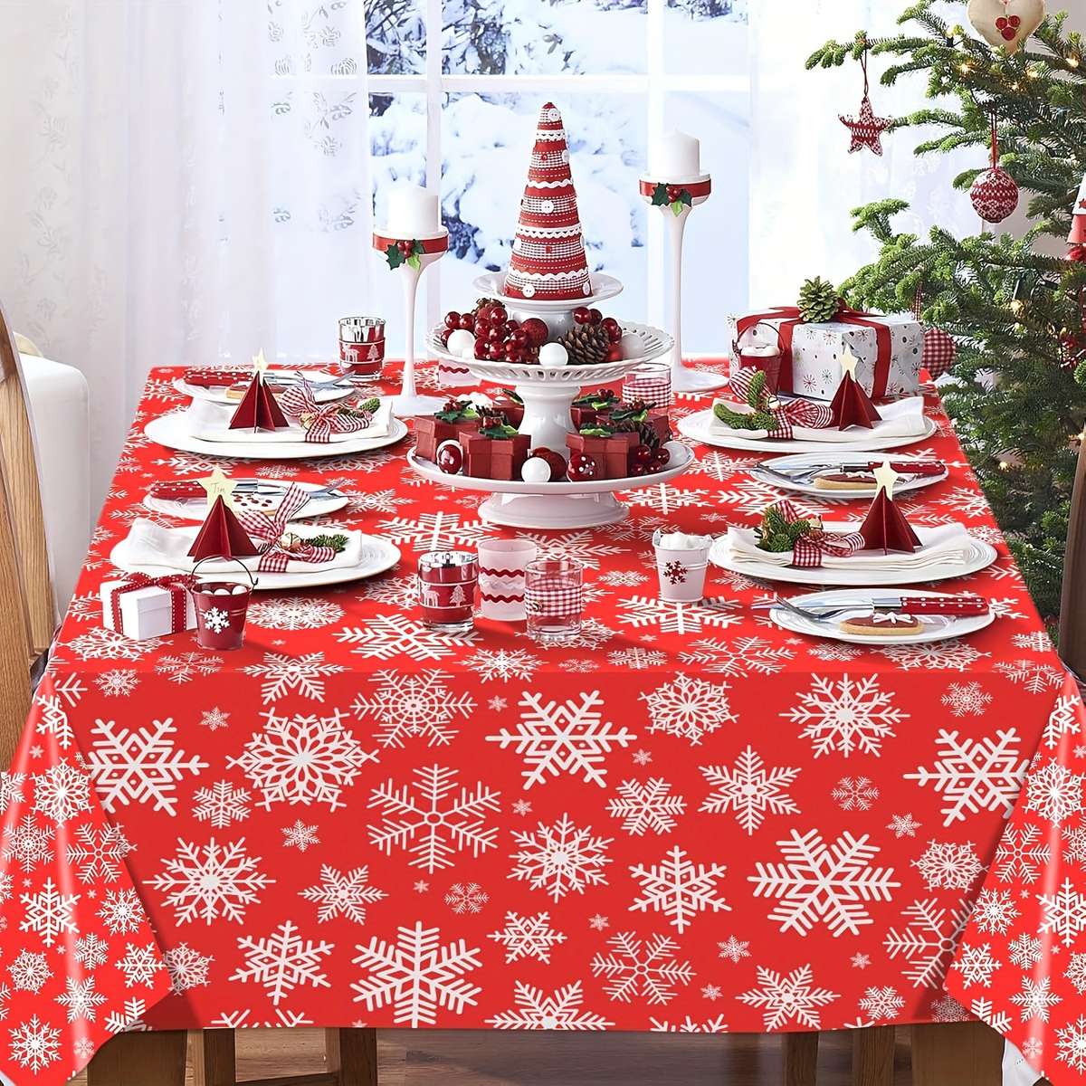 Christmas Tablecloth Material Peva Quantity 3Pcs
