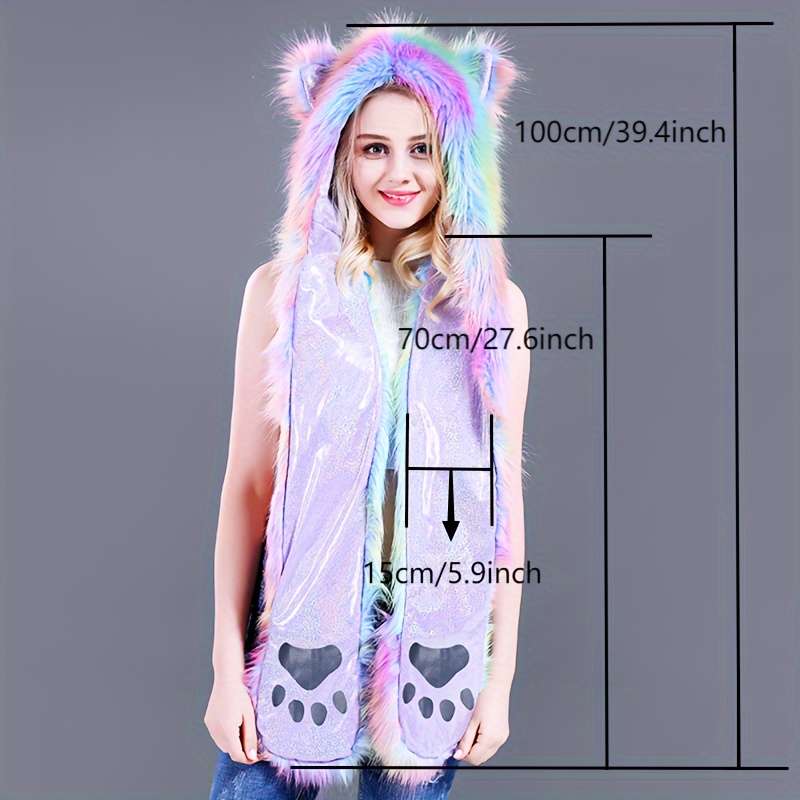 Winter Hat Color New Red And Black Soft Fox Add Tiger Pattern Size One Size