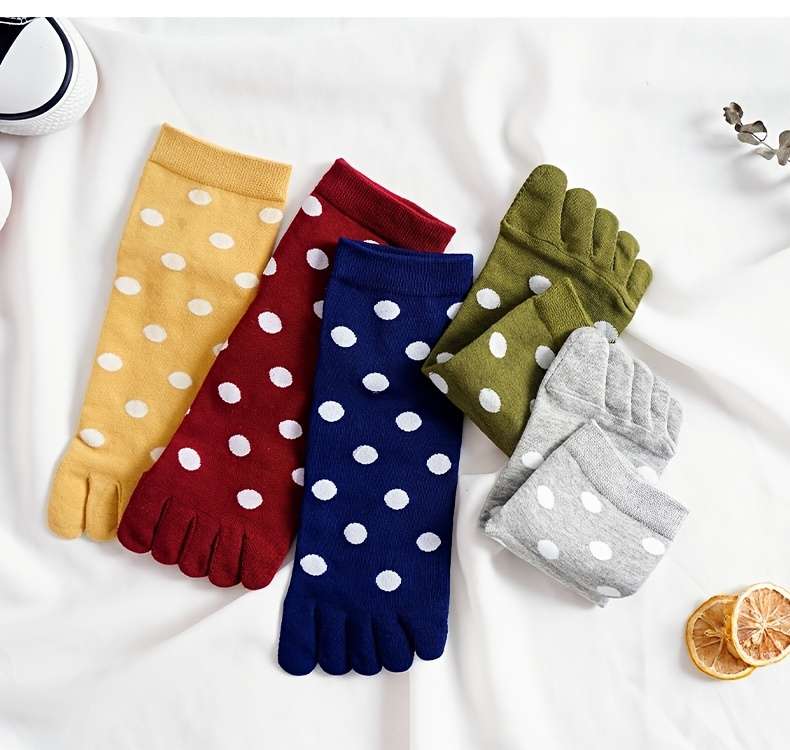 Women S Socks Color Round Dot Mixed Color 5 Pairs Pack Size Onesize