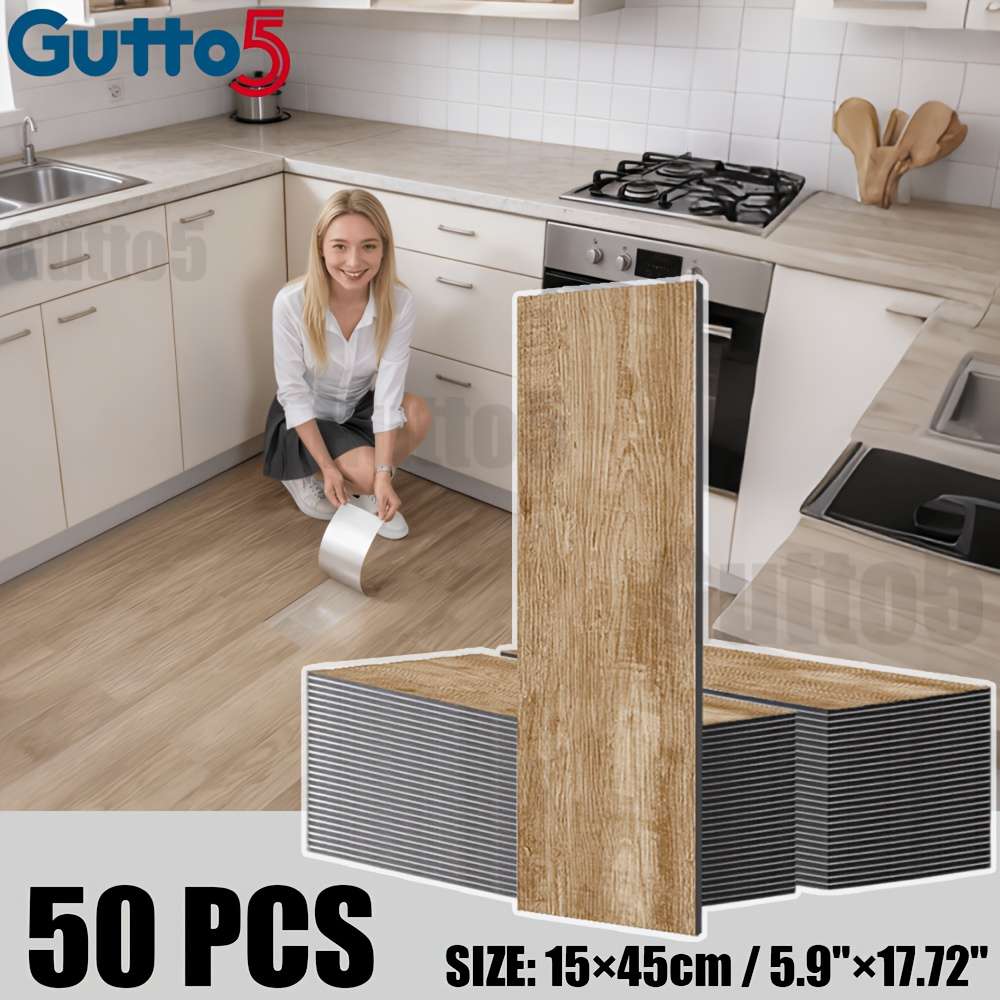 Self Adhesive Floor Stickers Light Oak 50 Pcs Covers 3.38O