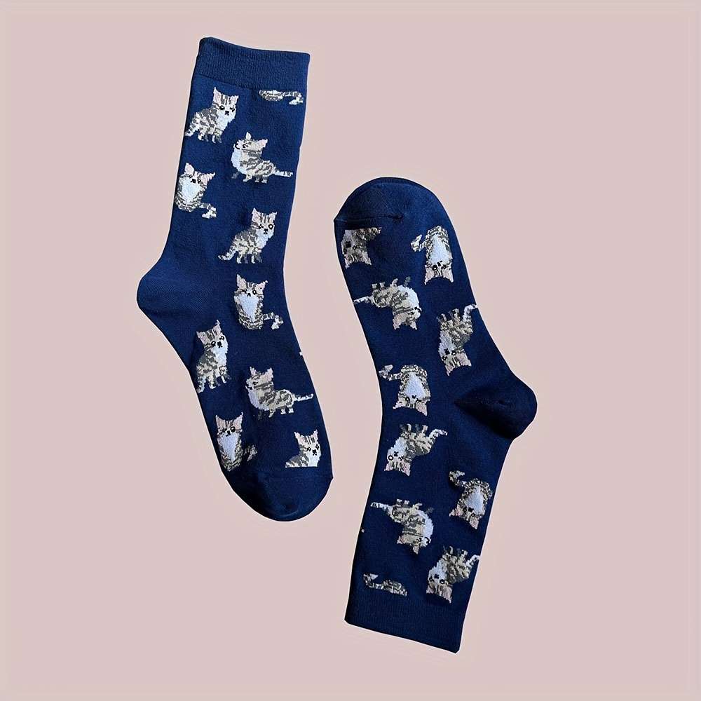 Women S Socks Color 1 Pair Of Blue Kitty Socks Size Onesize