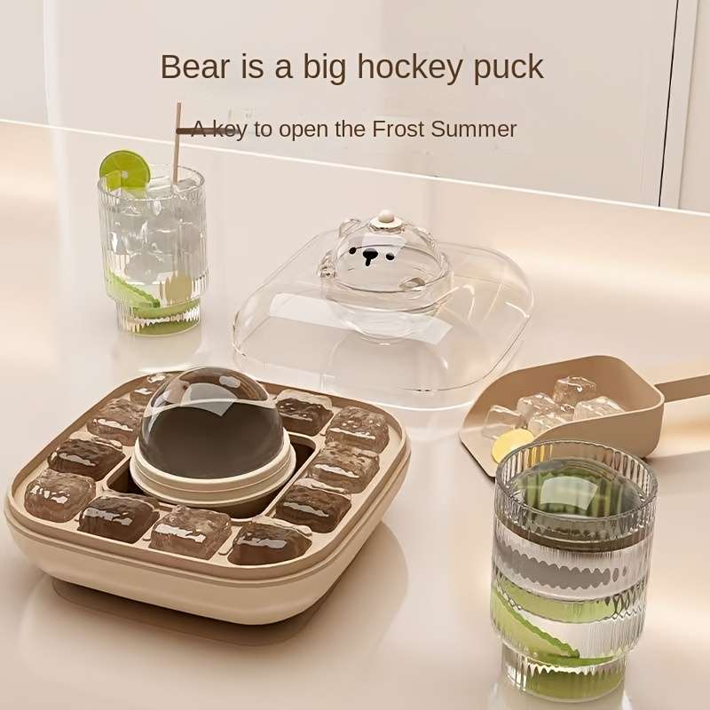 Ice Molds Color Tender Green Style2In1 Bear Ice Tray Press Bottom 12 Compartments  1 Ball